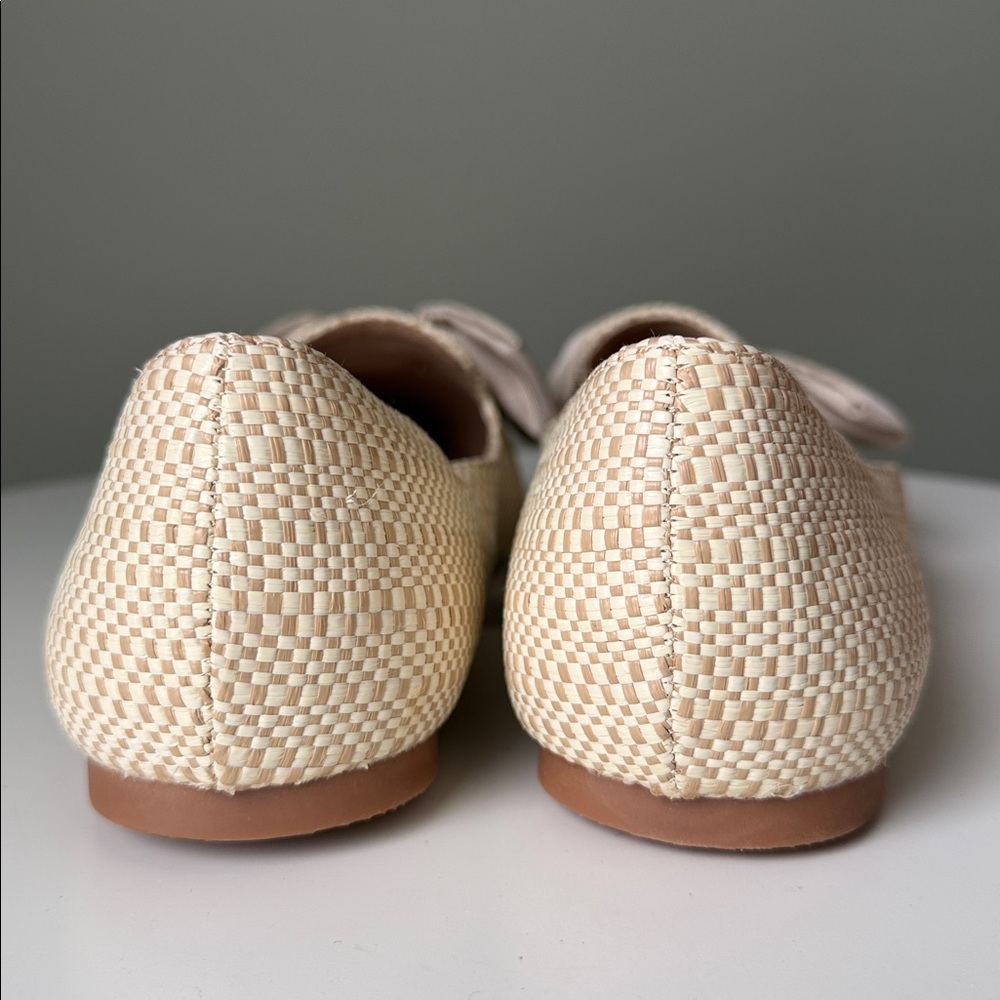 ASOS Design Lake bow pointed ballet flats woven raffia texture decorative bow - Picture 11 of 14